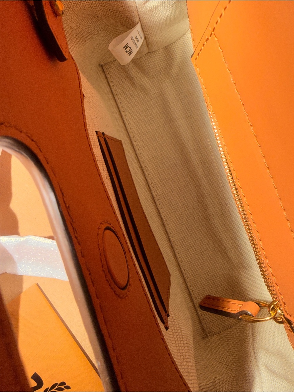 MCM Cognac Leather Cutout-Handle Shoulder Bag - Picture 6 of 7